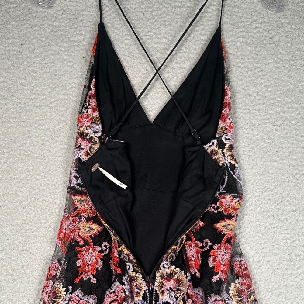 Free People Rising Sun Maxi Dress Women's 6 Warm Embroidered Floral Strappy Boho - Picture 8 of 15